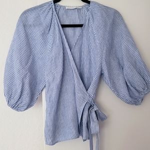 Jonathan Simkhai/Linen Cropped Wrap Top/Size XS